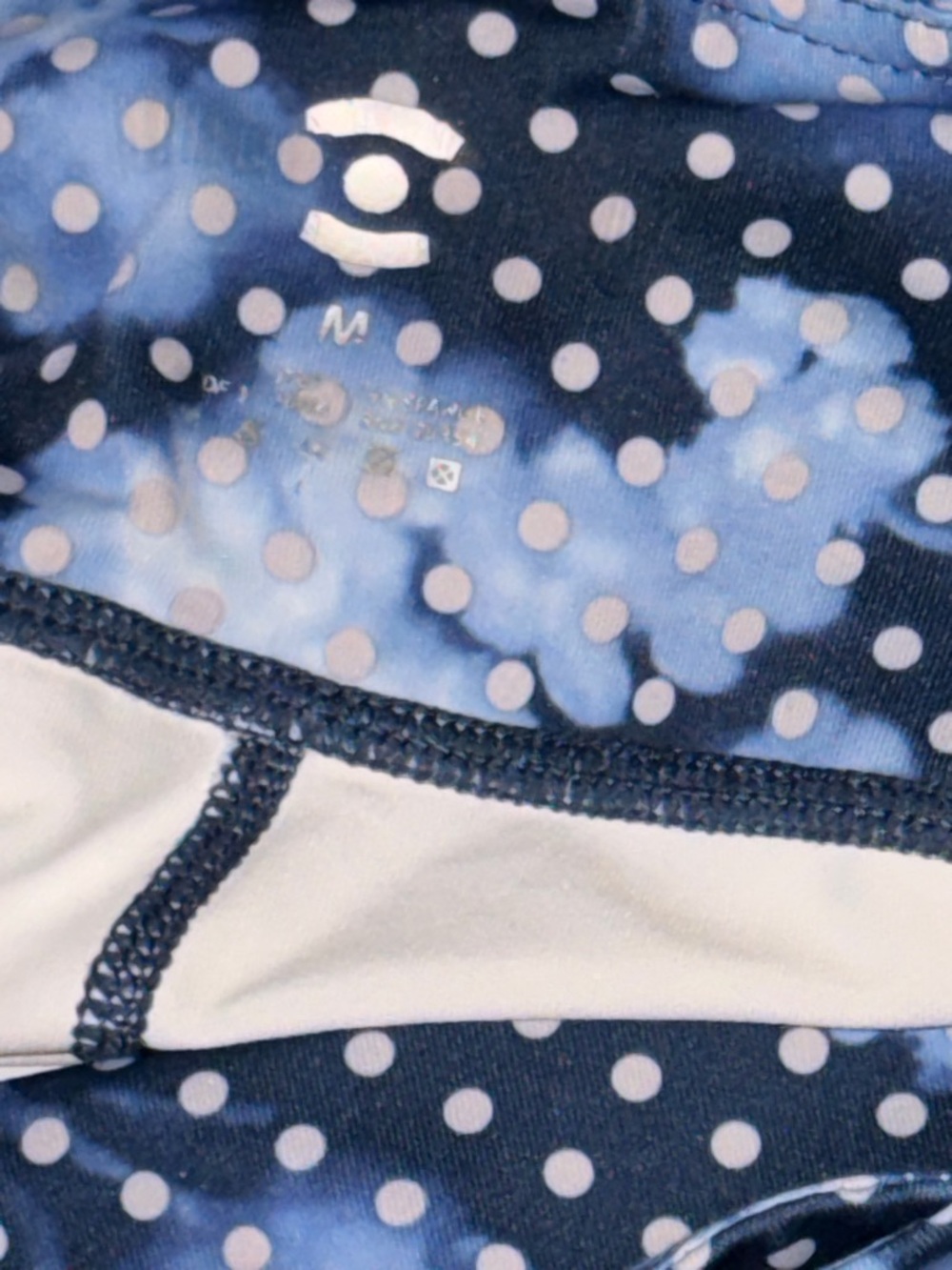 Navy Blue Cloud/Floral & Polka Dot Performance Leggings — #142 - Picture 6 of 8